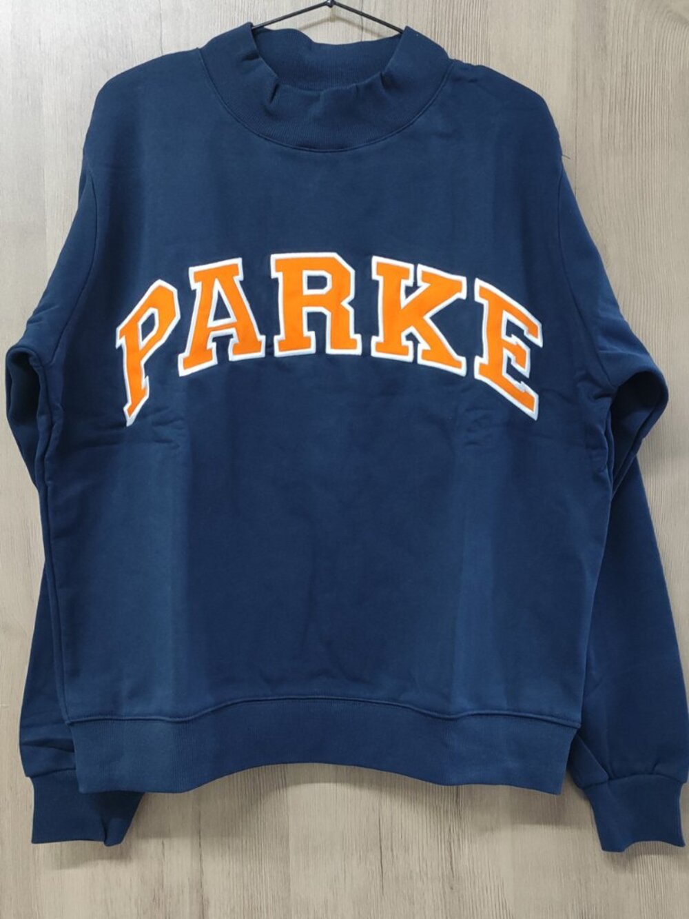 Parke Navy Orange Varsity Mock Neck Sweatshirt